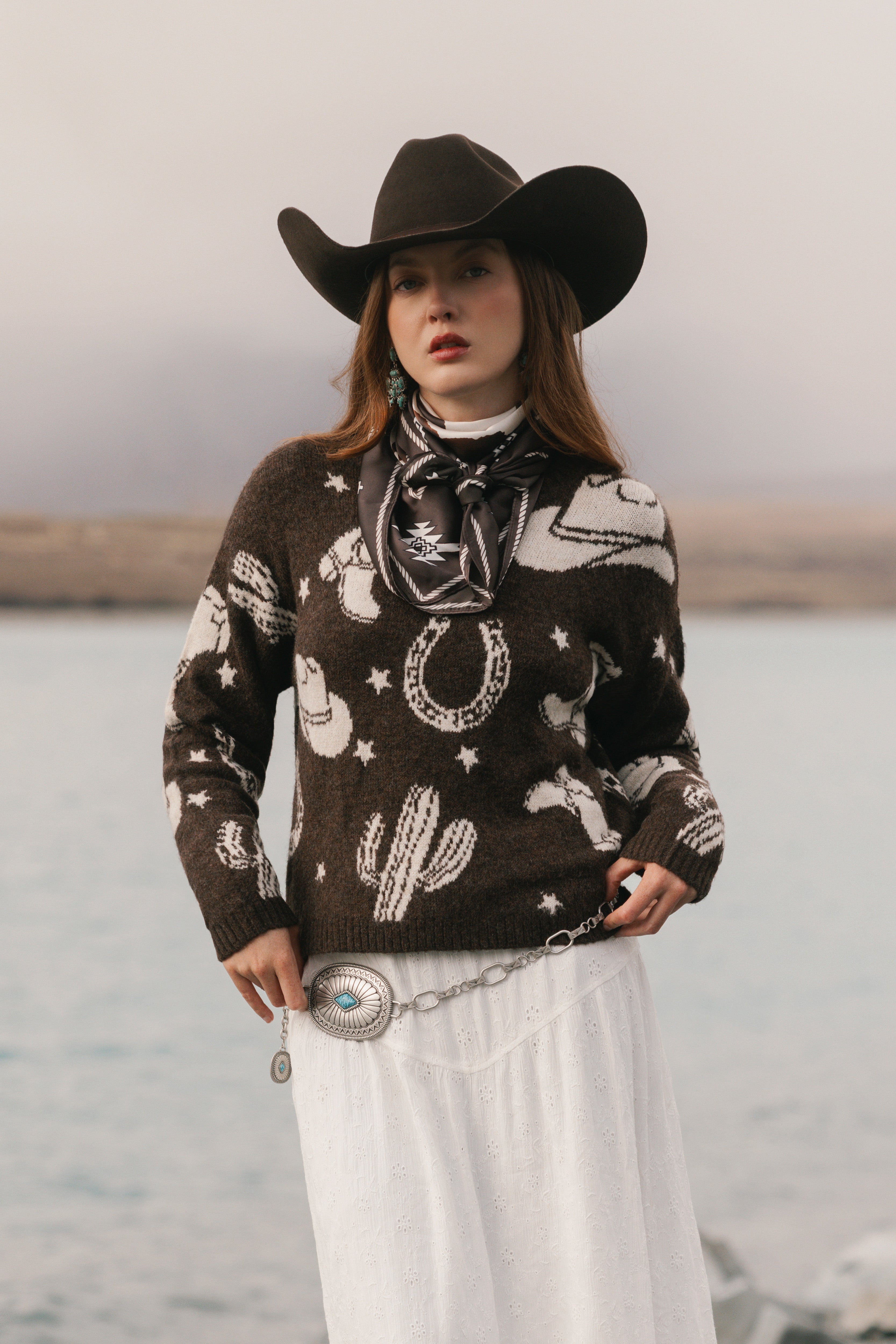 Saddleridge Western Conversation Print Sweater