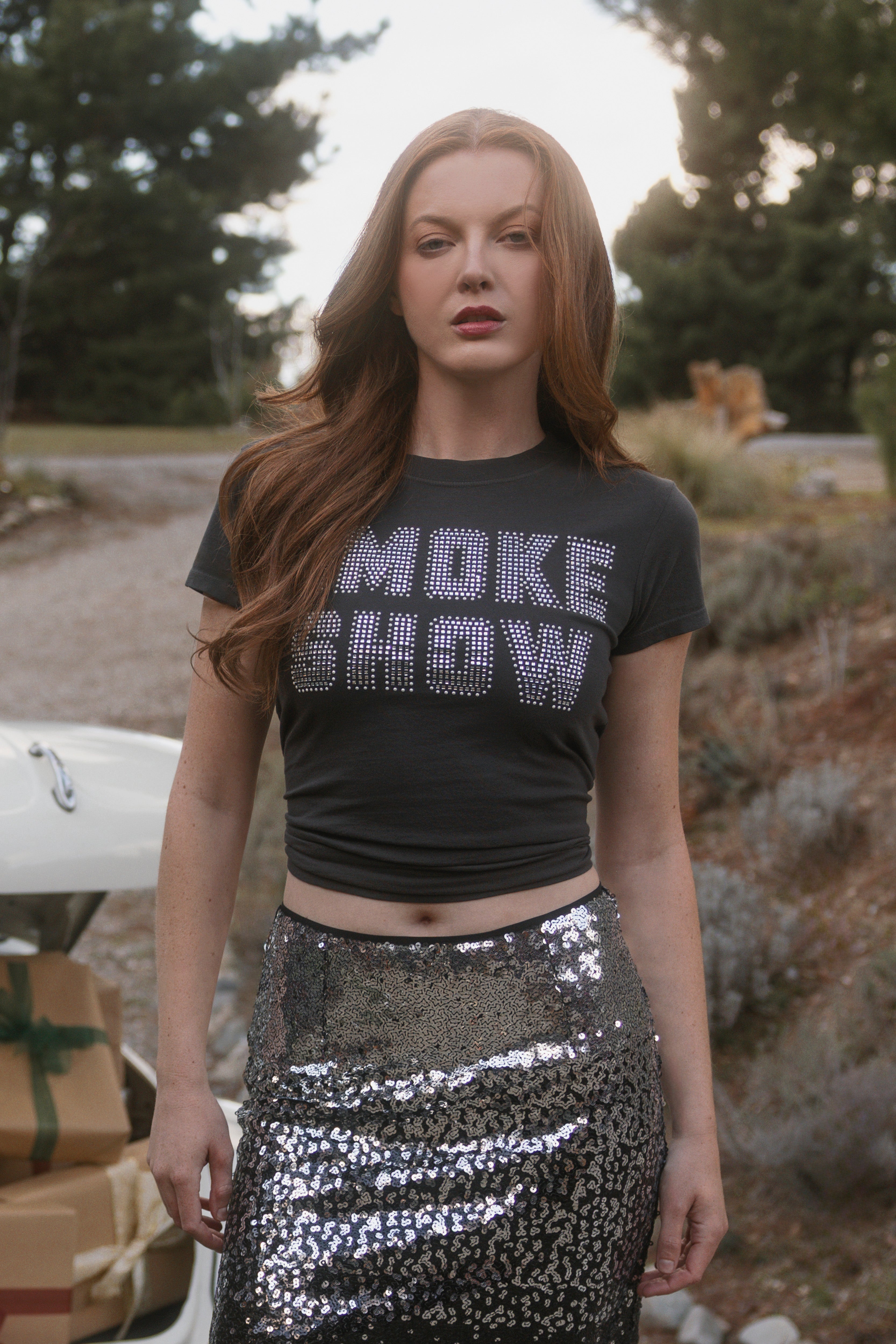 Smoke Show Rhinestone Short Sleeve Baby Tee
