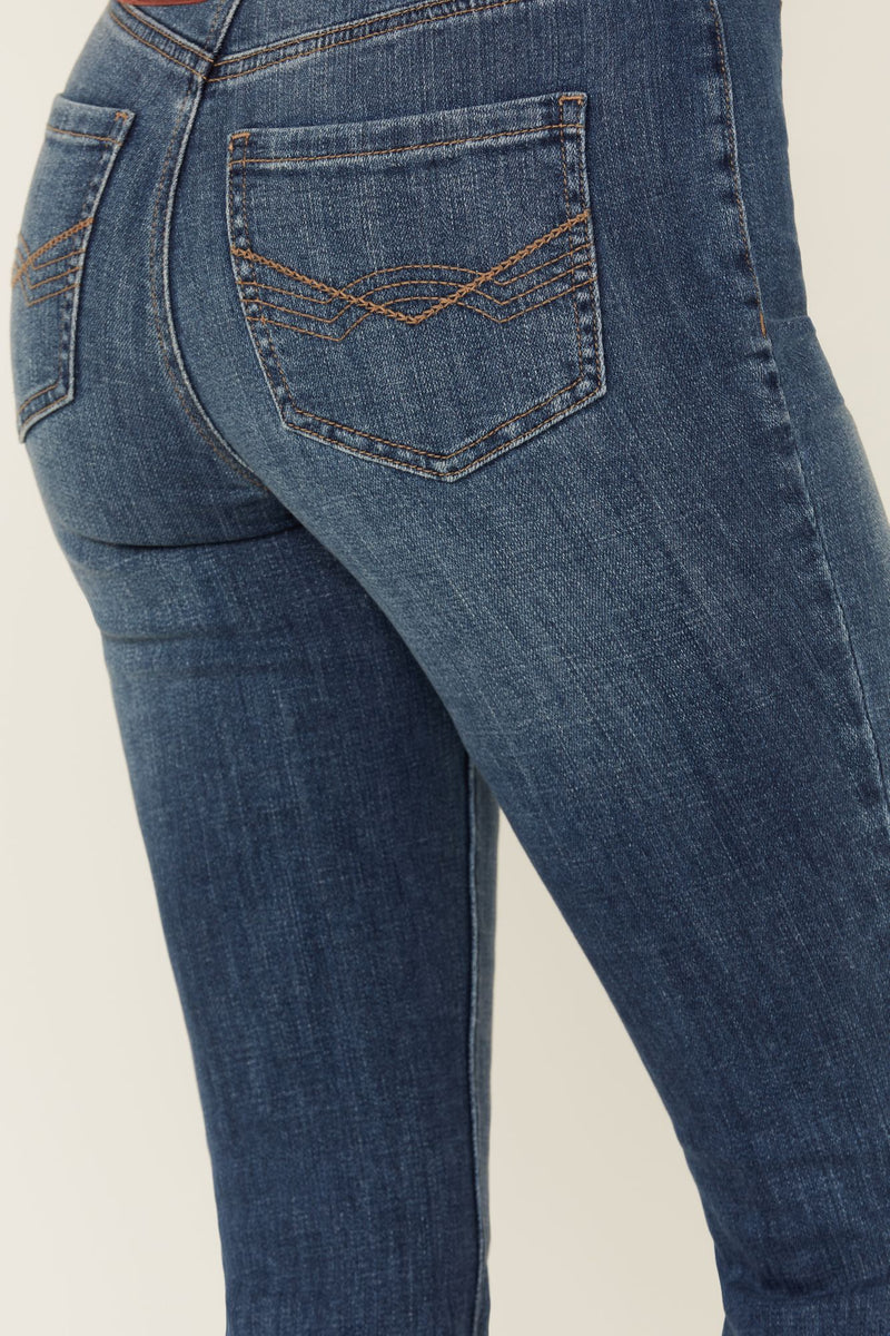 Idyllwind Women's Barella Dark Wash Contrast Panels High Risin' Stretch  Bootcut Jeans
