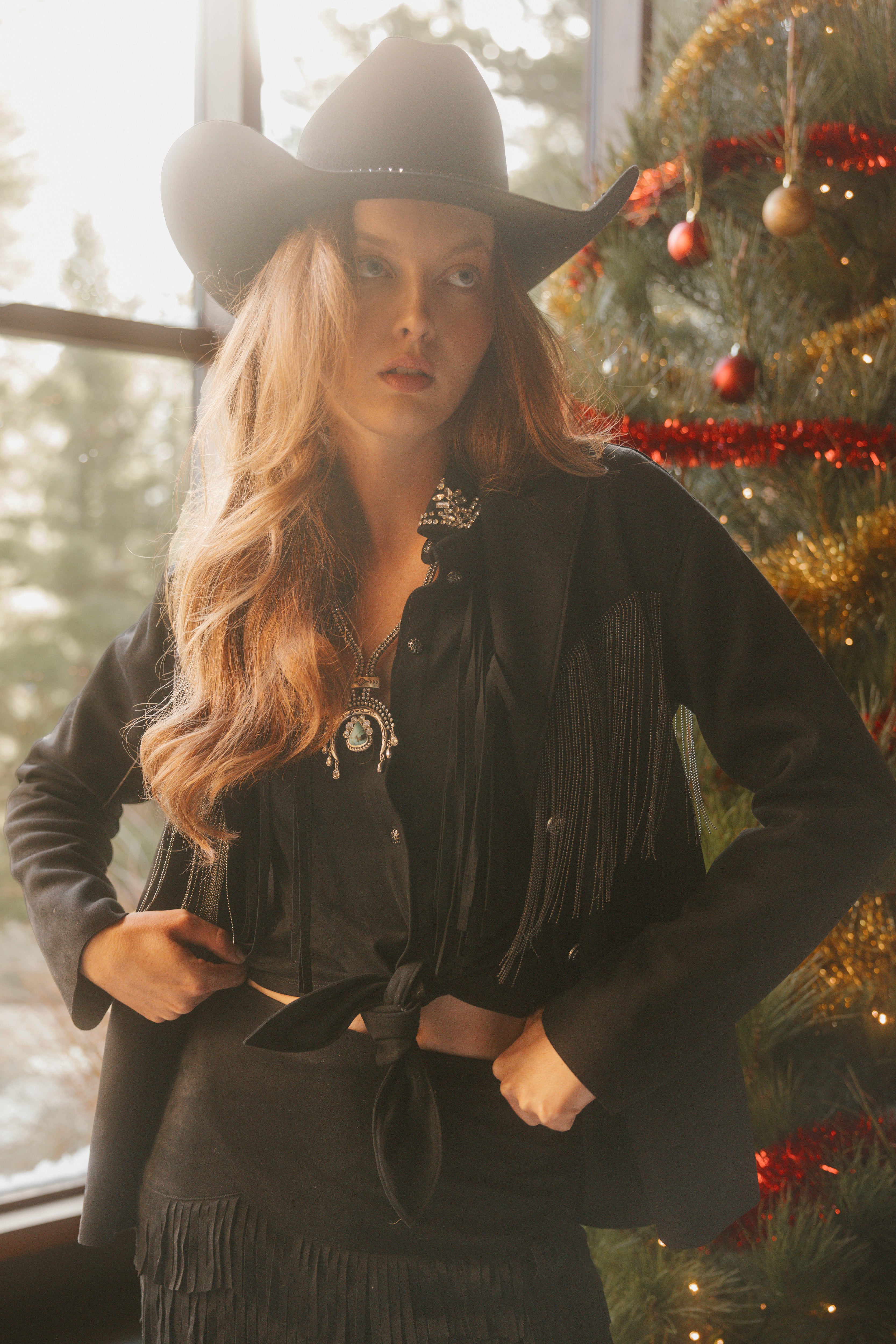 Colton Faux Suede Fringe Blazer