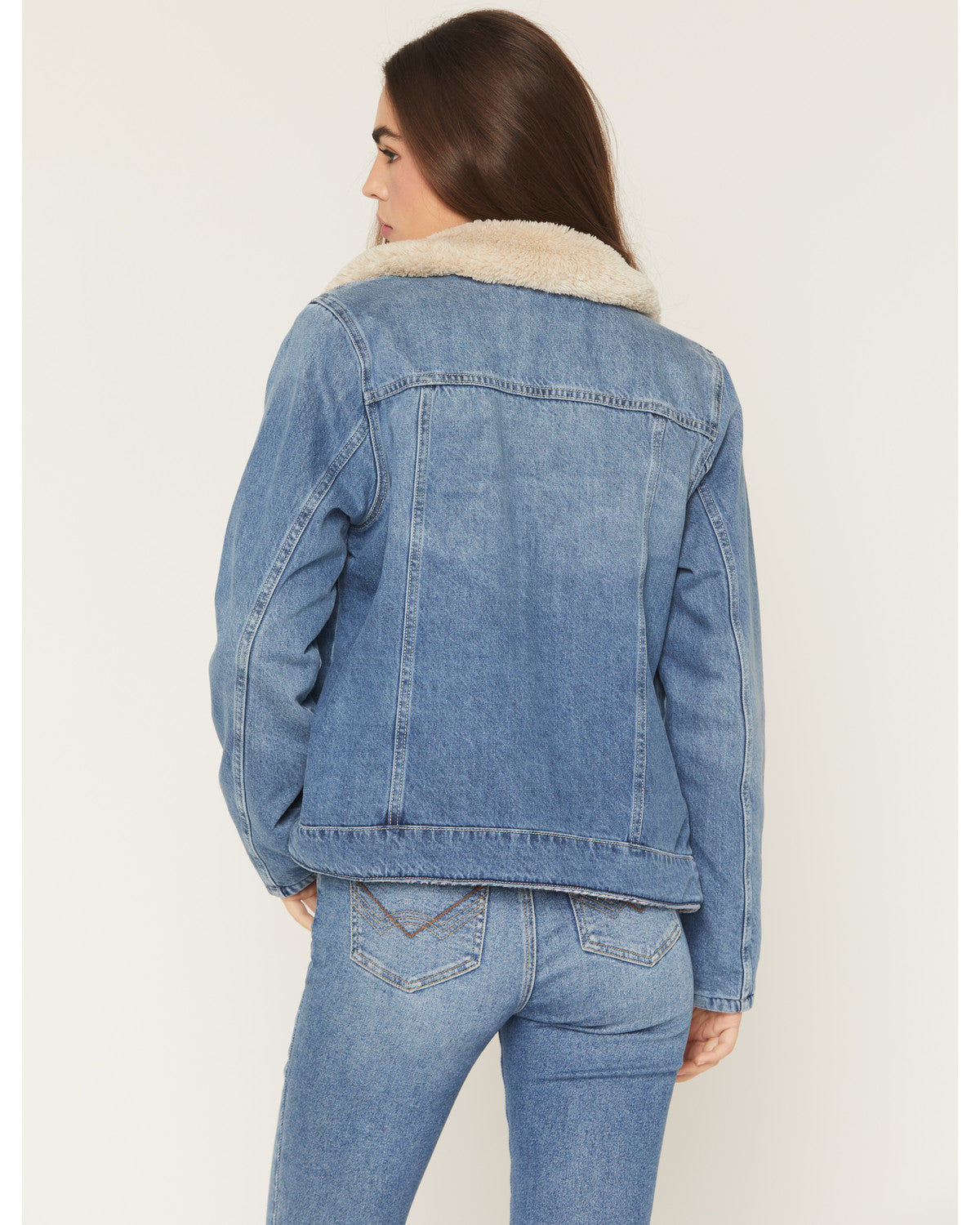 Medium Wash Reversible Sherpa Blanket Denim Jacket