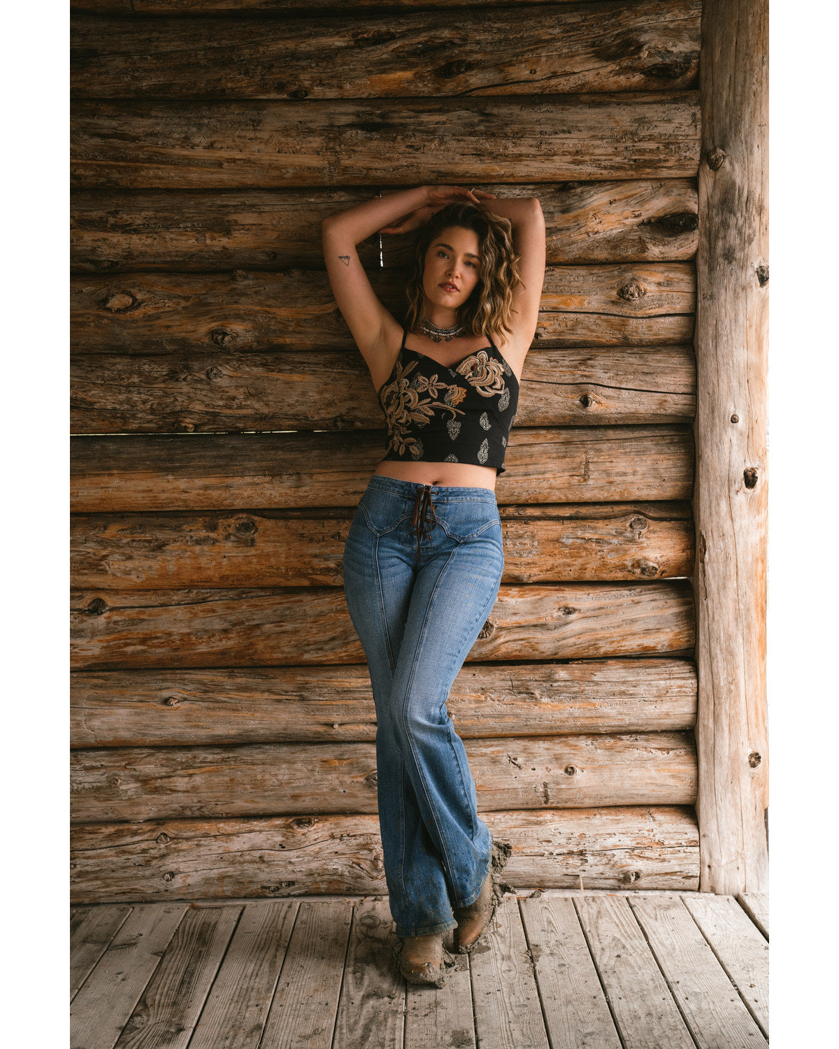 Jessamine Embroidered Smocked Back Crop Top