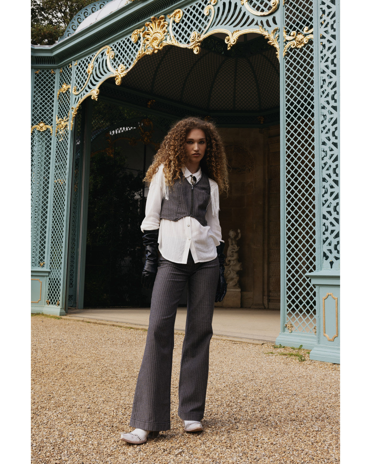 Annex Herringbone Revel Mid Rise Stretch Trouser Pants