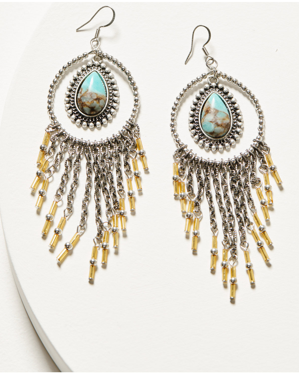 Luna Turquoise Chandelier Fringe Earrings