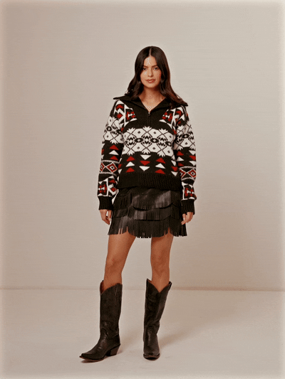 Irene Fringe Faux Leather Skirt