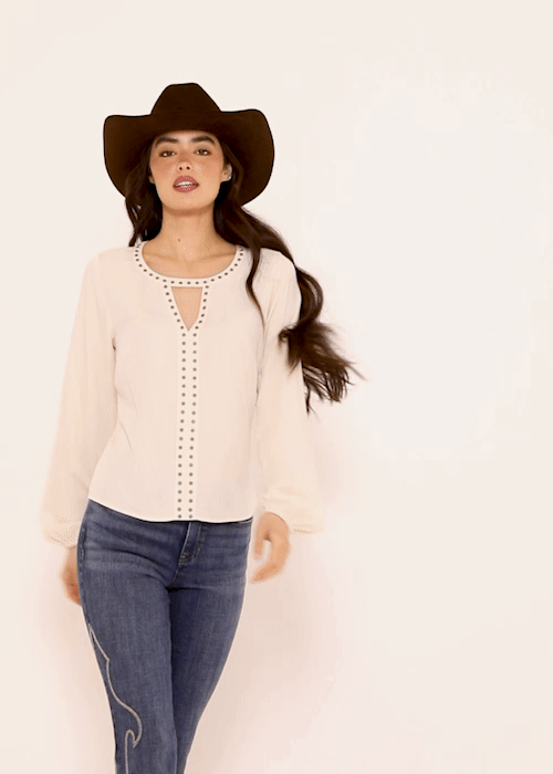 Elenora Studded Jacquard Top