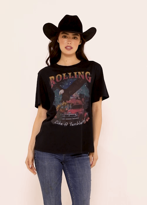 Rolling Rhinestone Short Sleeve Graphic Tee