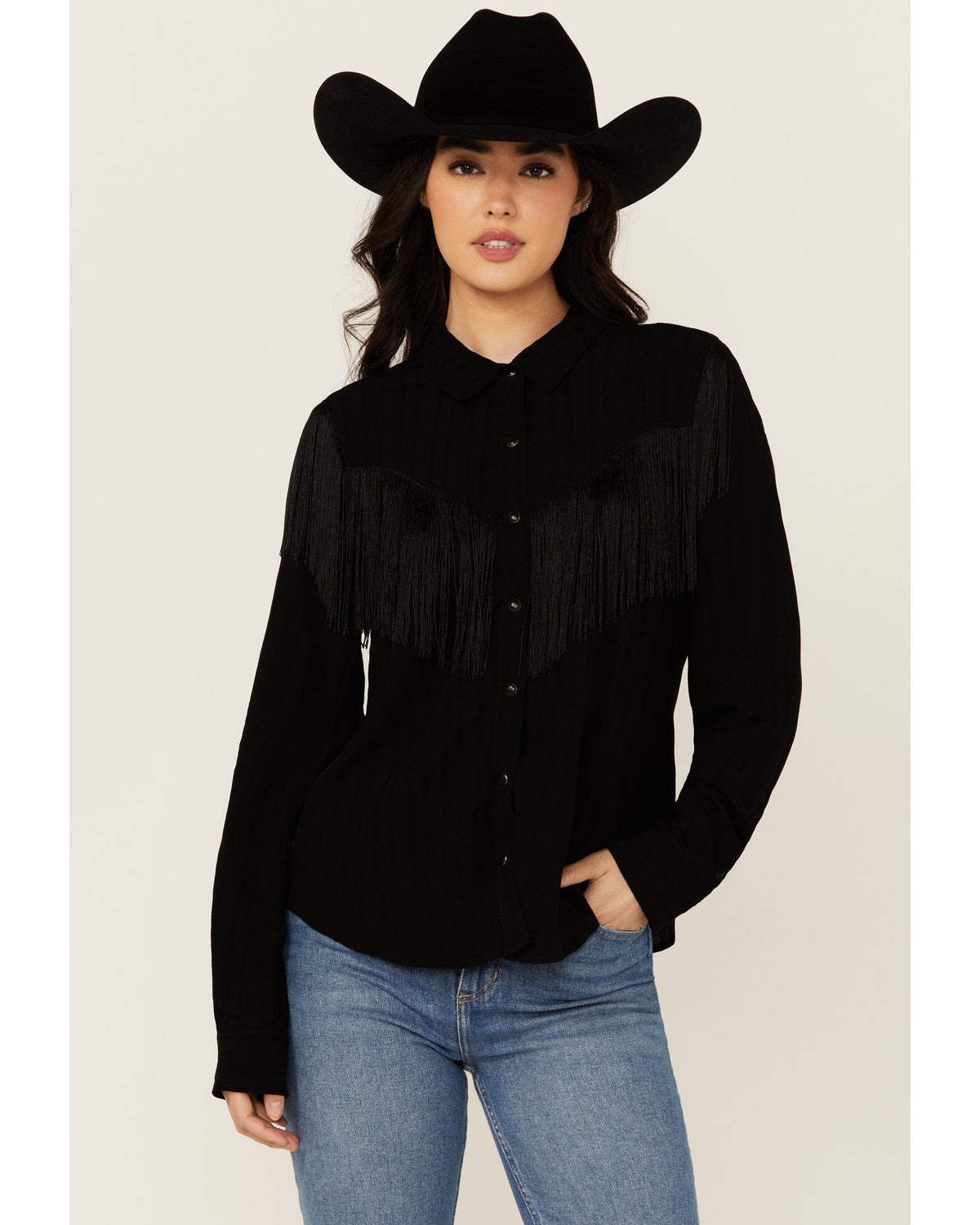 Etta Fringe Long Sleeve Snap Western Shirt