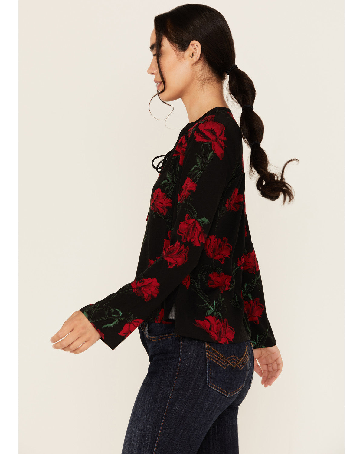 Libbel Rose Print Long Sleeve Top