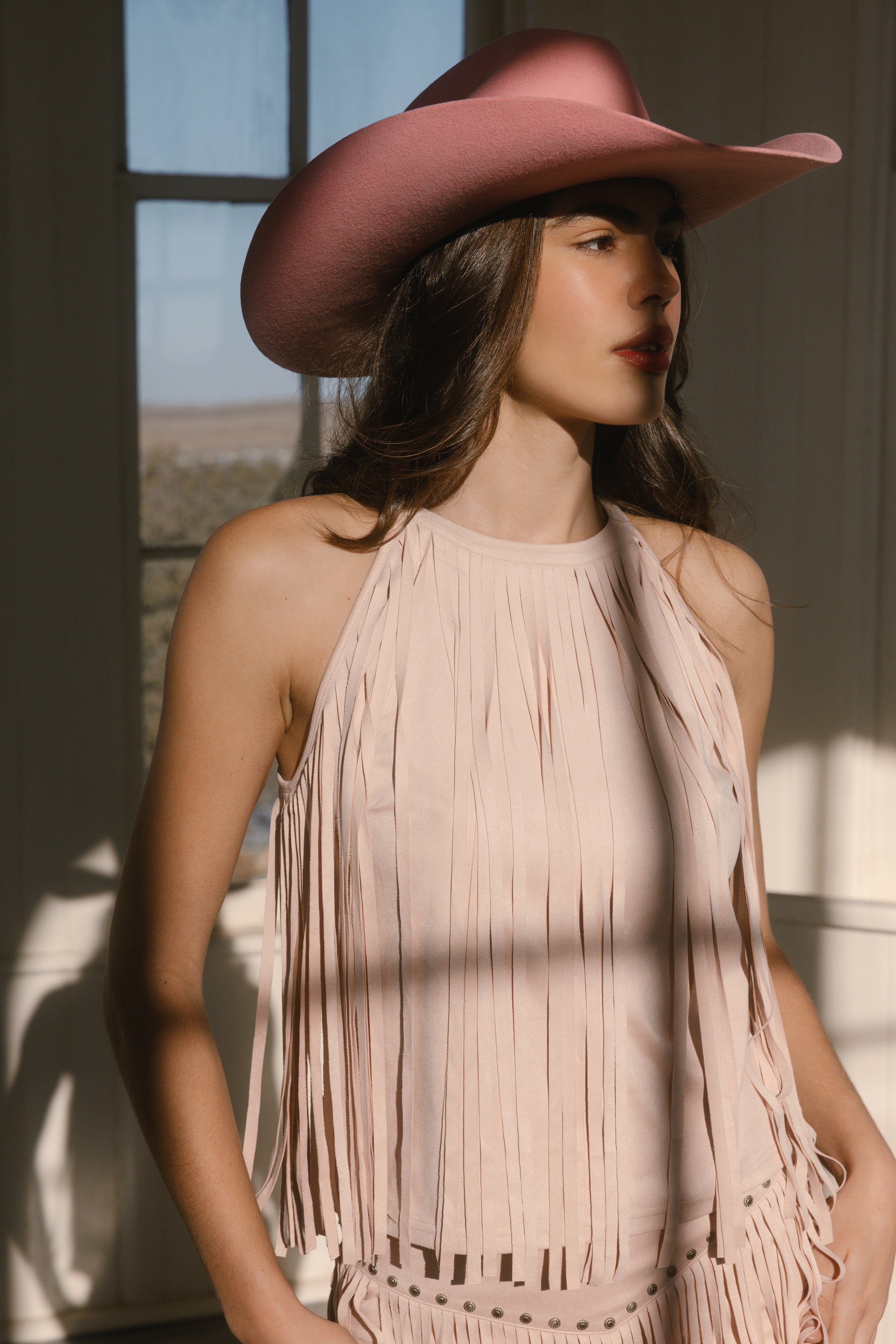 Madie Faux Suede Fringe Tank