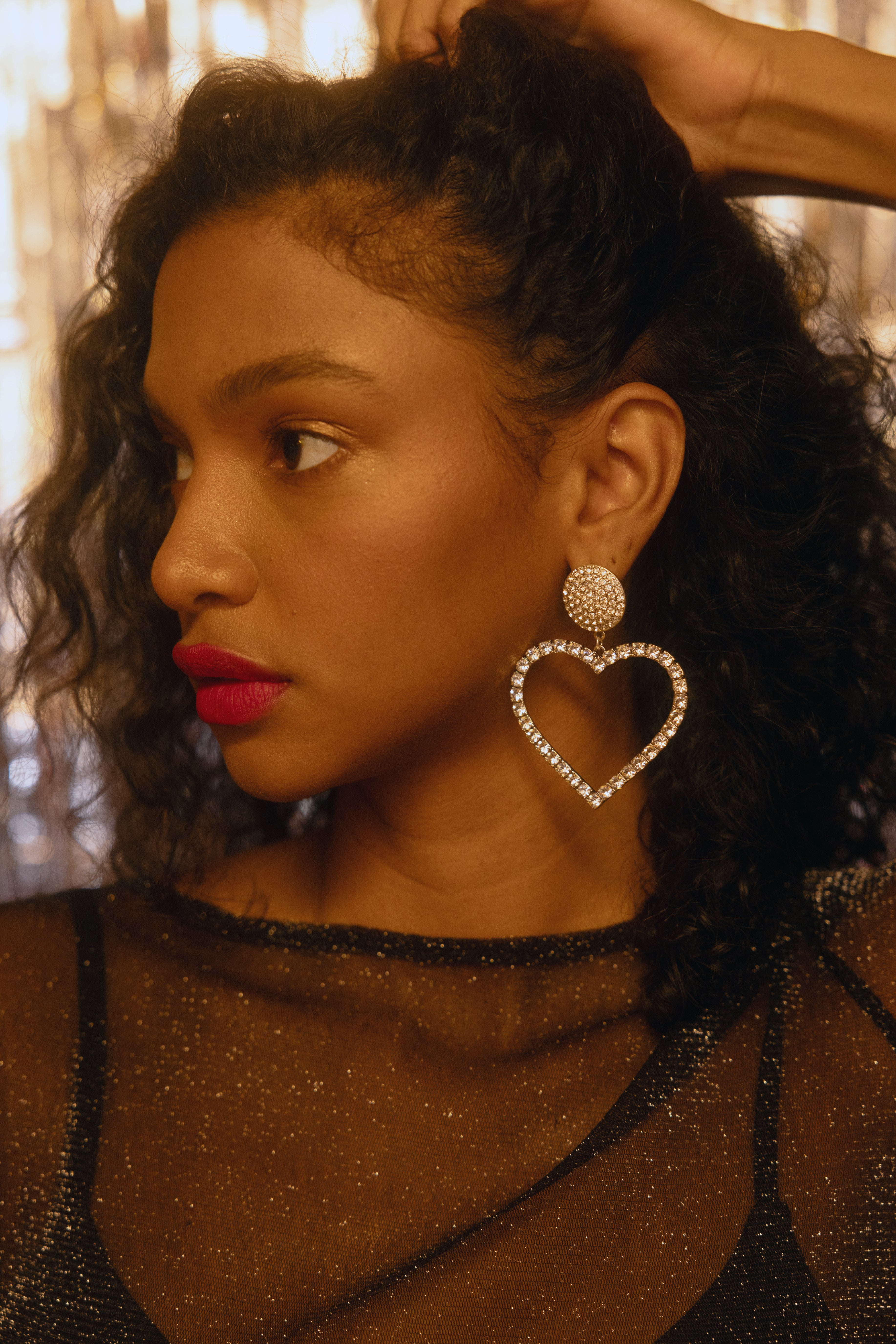 Jeanette Heart Rhinestone Earrings