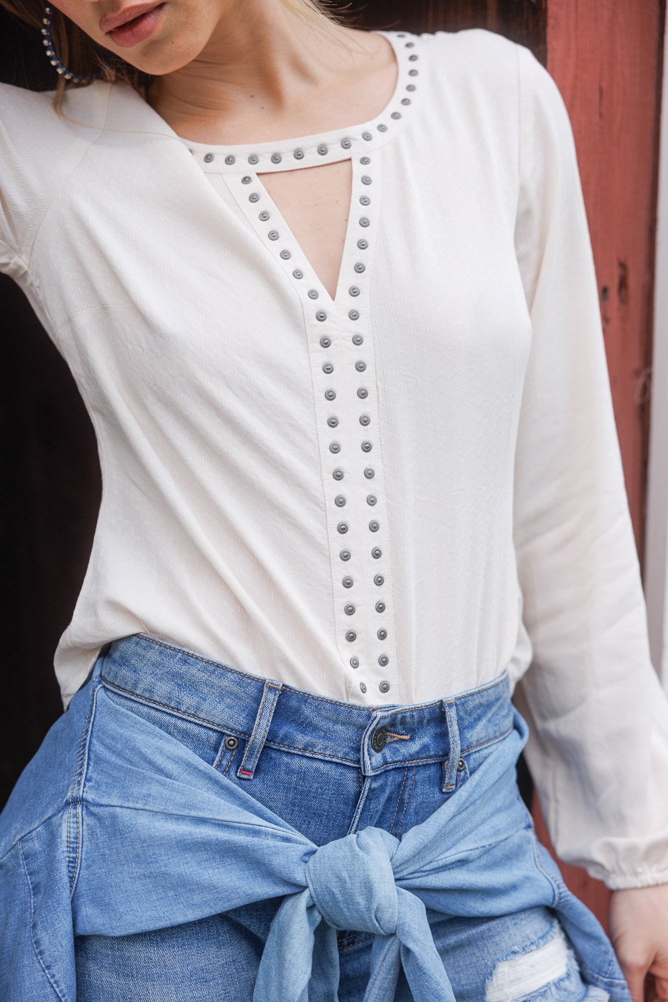 Elenora Studded Jacquard Top