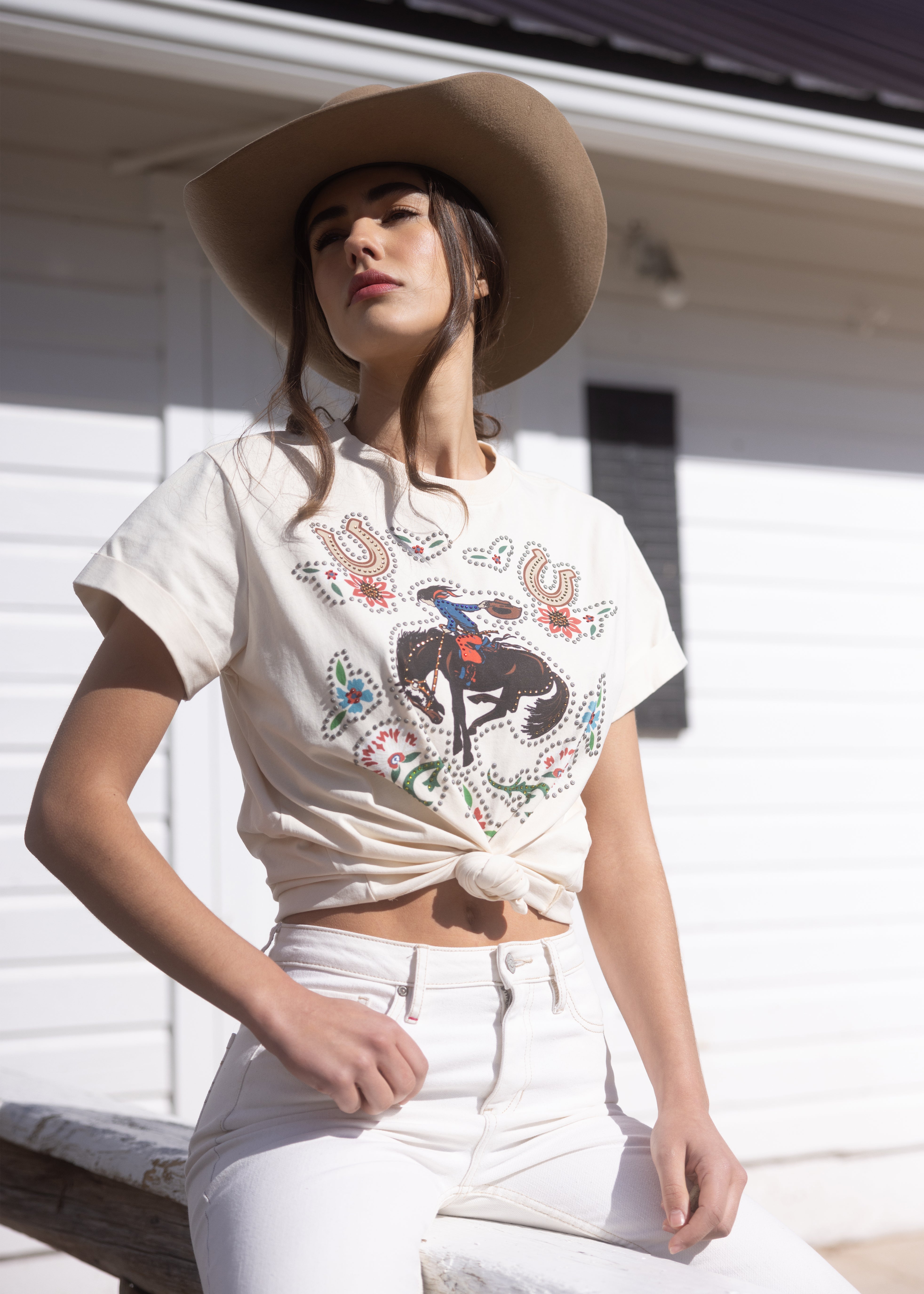 Rowena Embellished Short Sleeve Graphic Tee