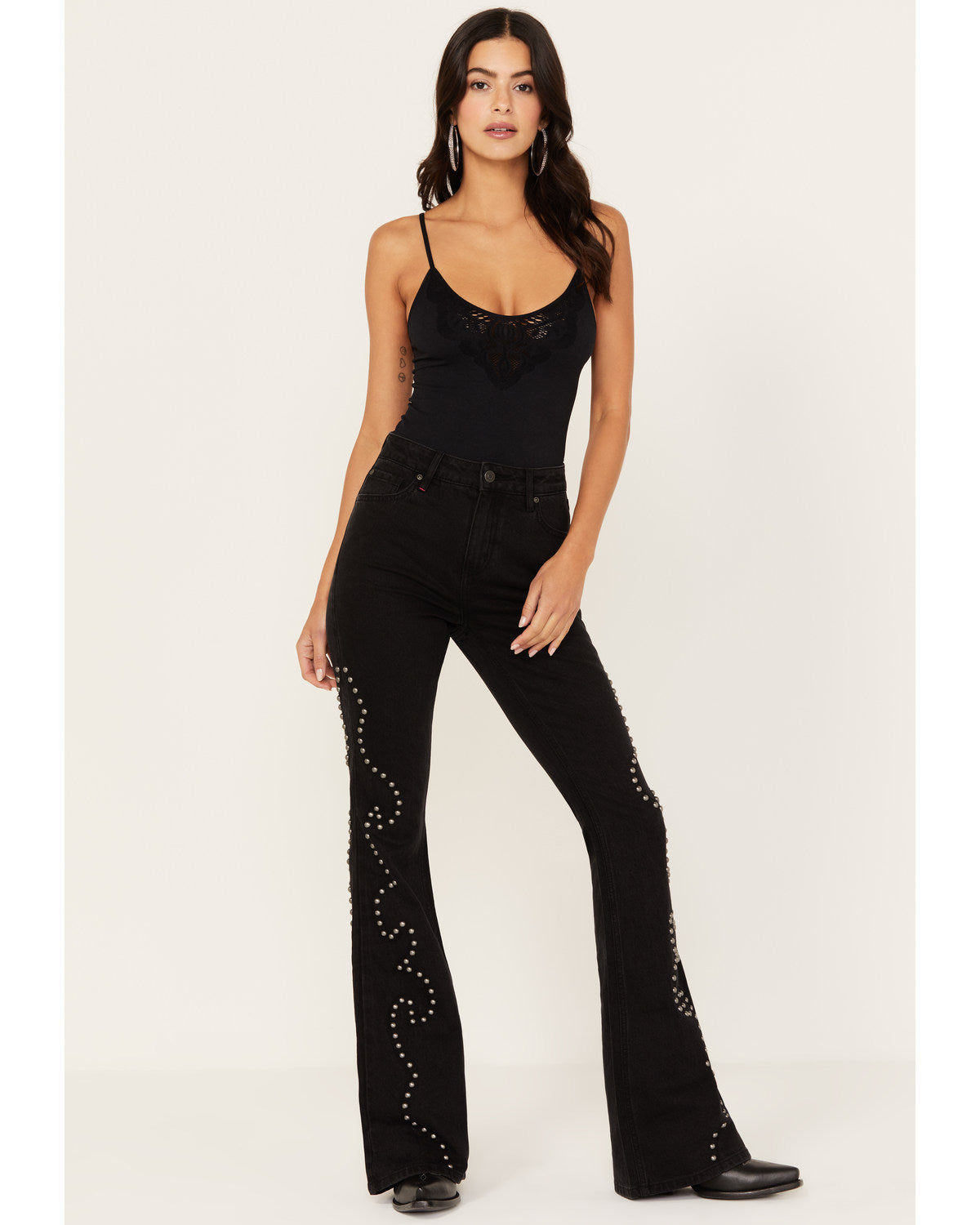Alameda High Risin Studded Stretch Flare Jeans