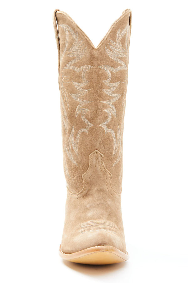 Charmed Life Tan Suede Western Boots - Round Toe - Tan