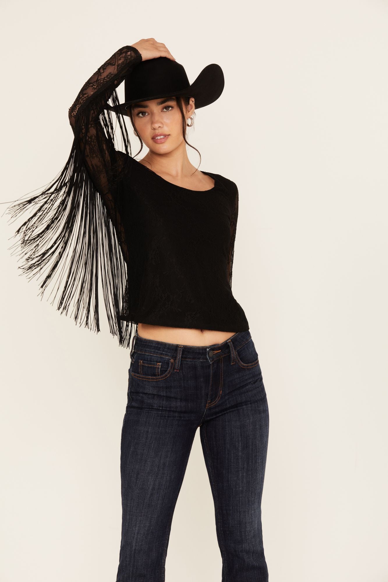 Russello Lace Fringe Long Sleeve Shirt - Main Image