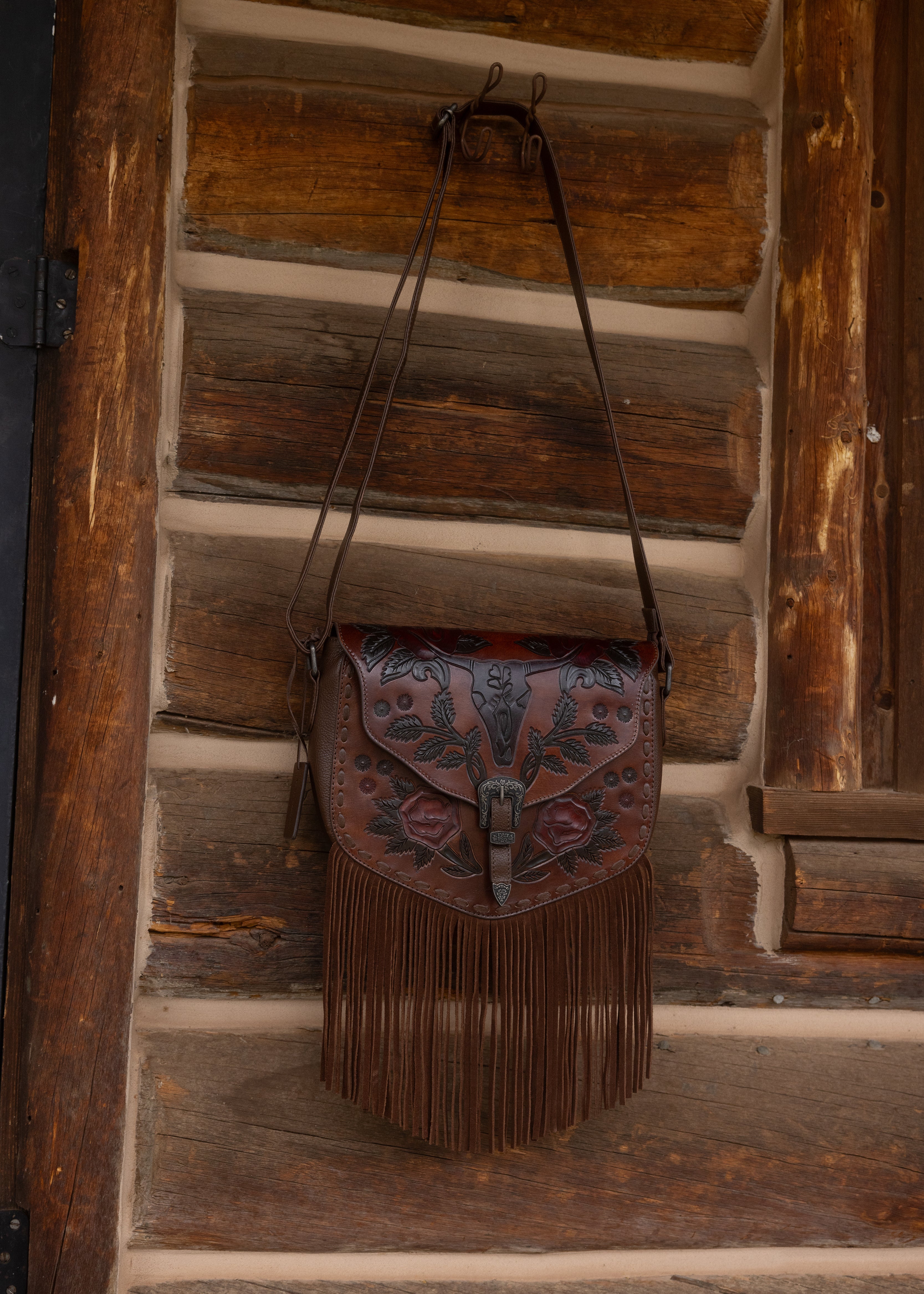 Lenora Longhorn Tooled Leather Crossbody Bag