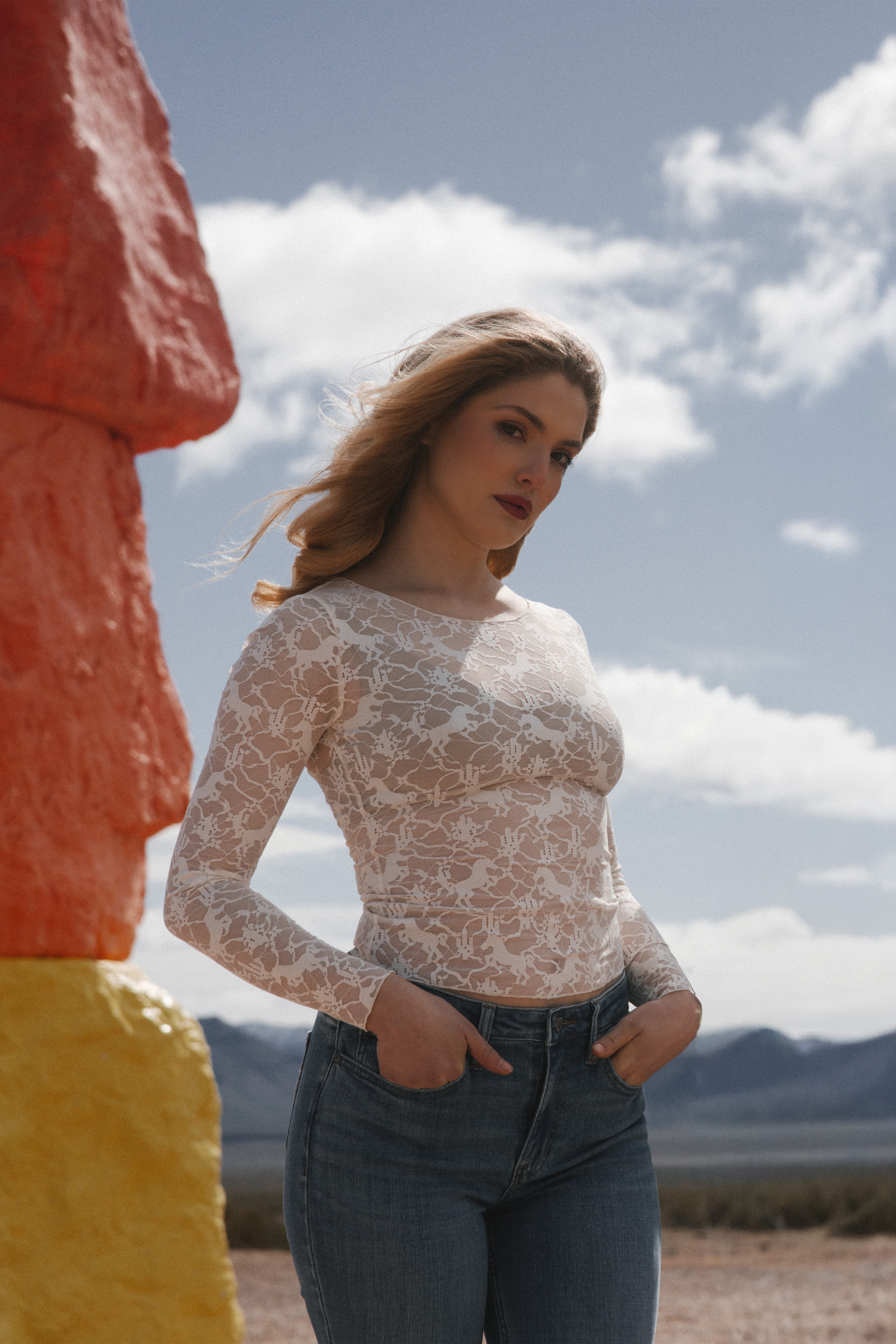 Palomino Horse Lace Long Sleeve Shirt