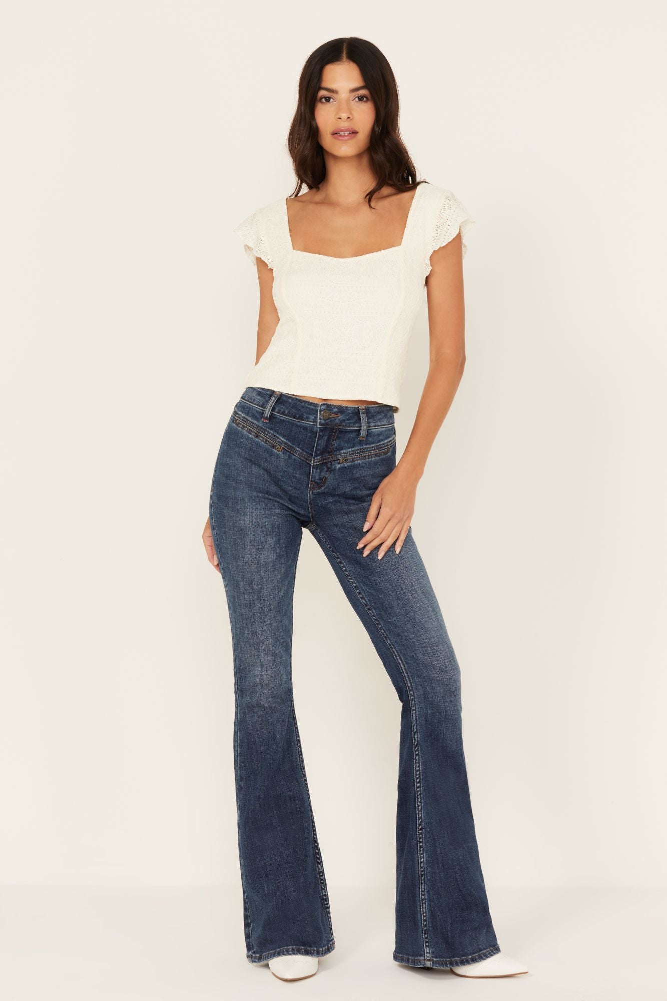 Carvell Medium Wash Gypsy High Rise Stretch Flare Jeans