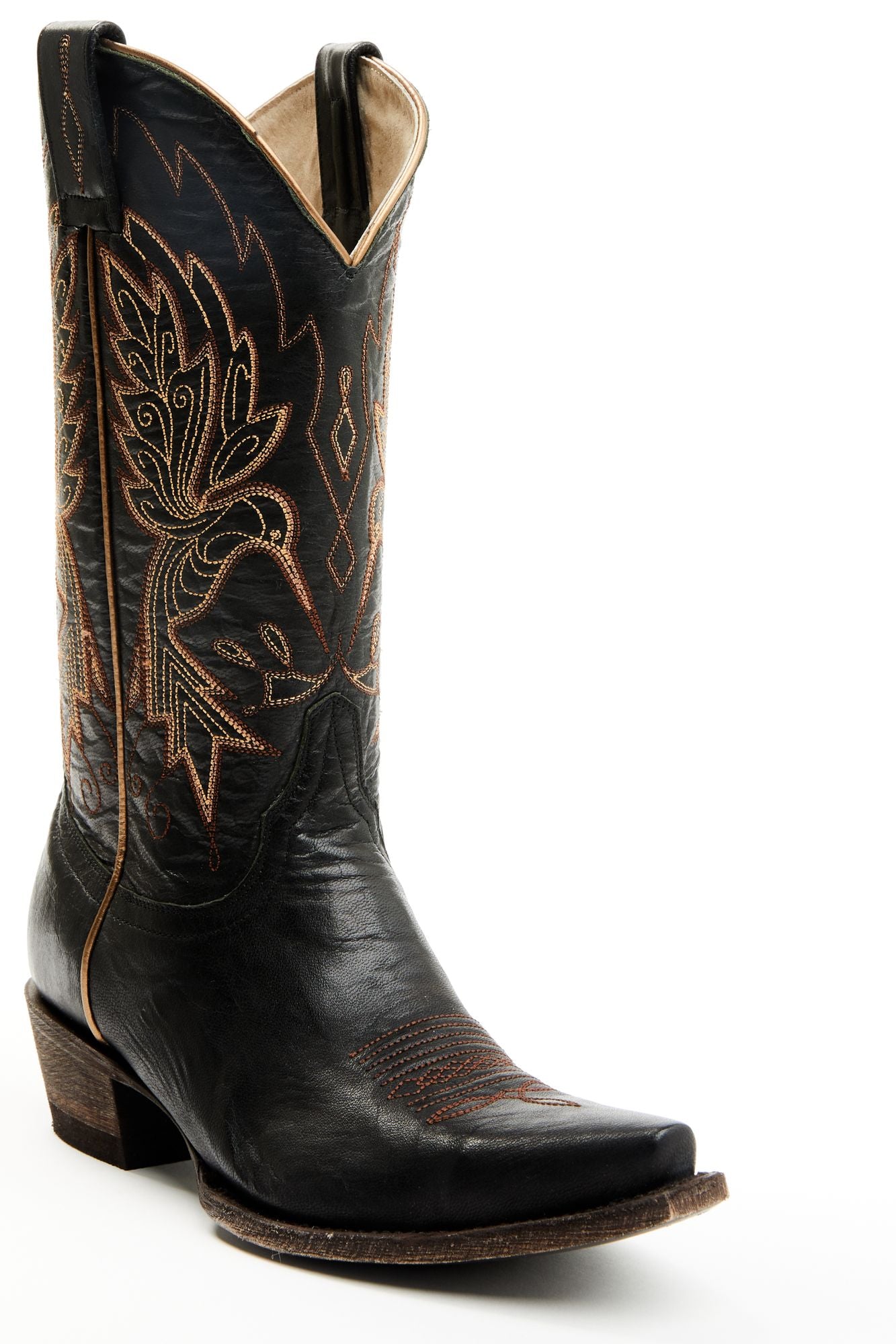 Wings Black Western Boots Snip Toe