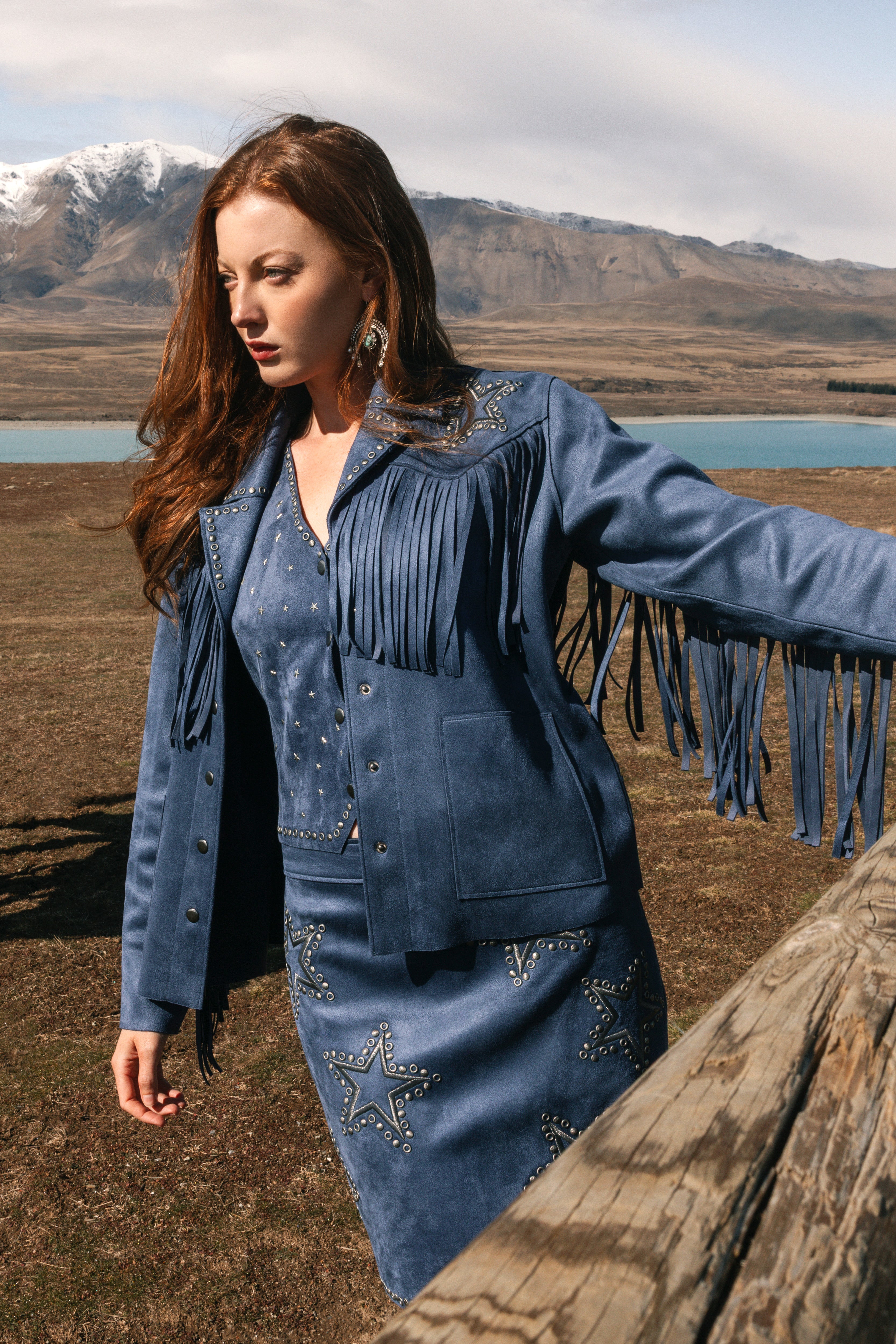 Lonestar Fringe and Studded Faux Suede Jacket