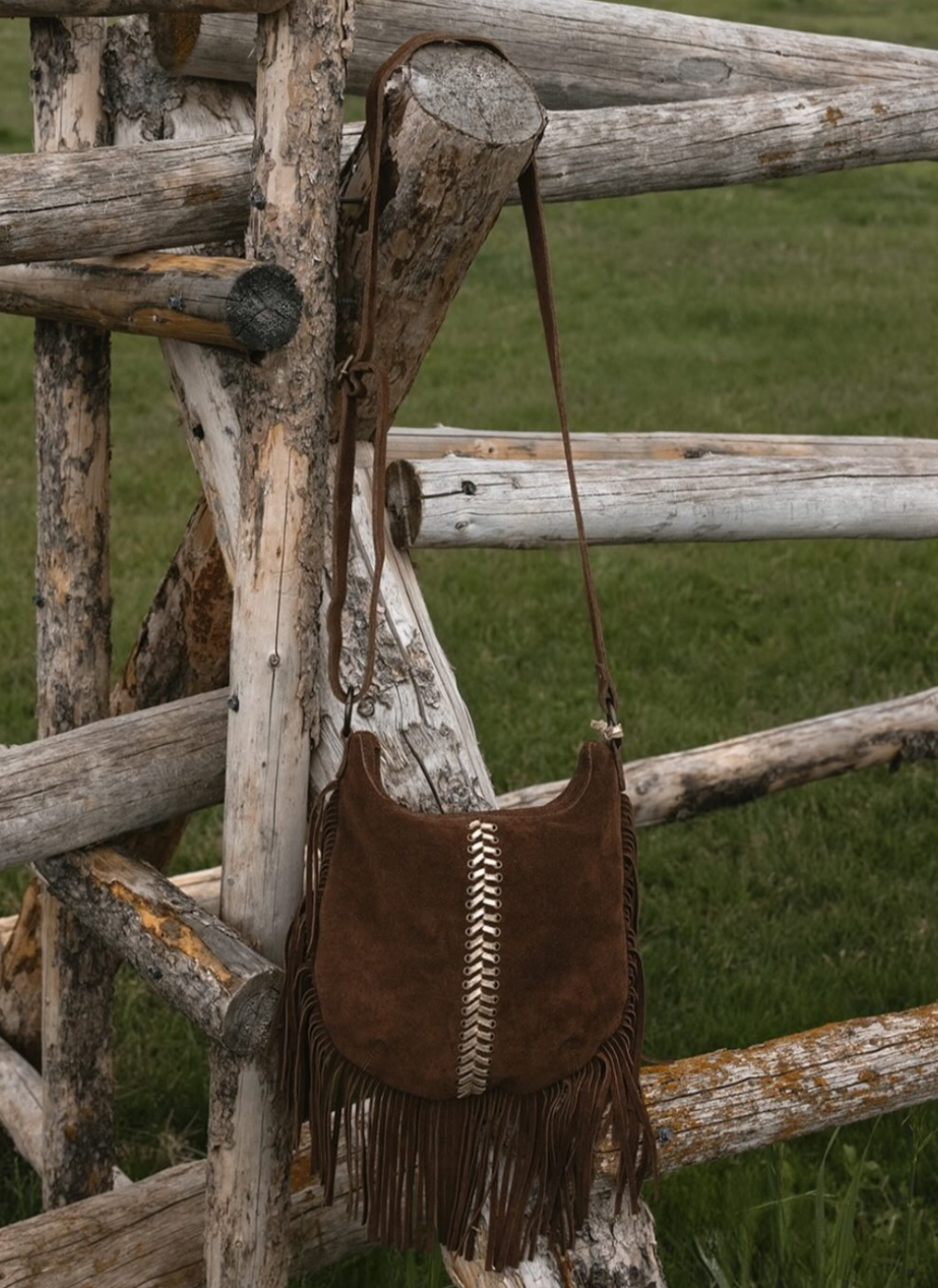 Brown suede fringe bag hot sale