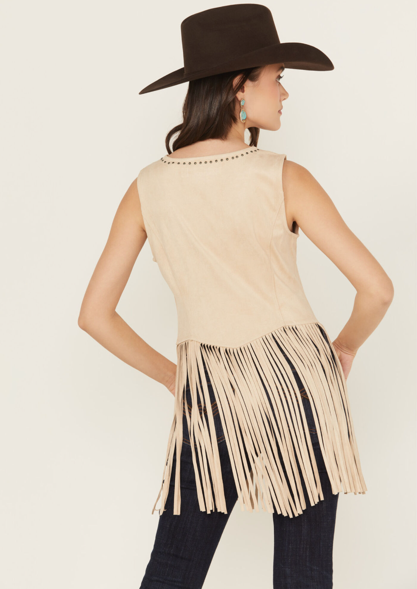 Monticello Fringe Faux Suede Studded Tank