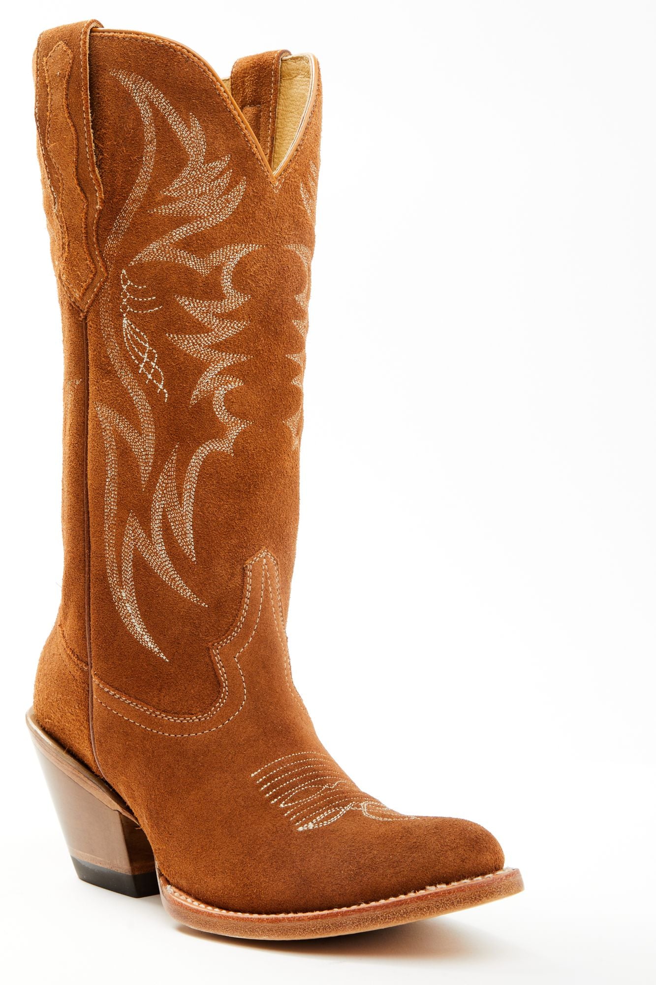 Charmed Life Cognac Suede Western Boots Round Toe