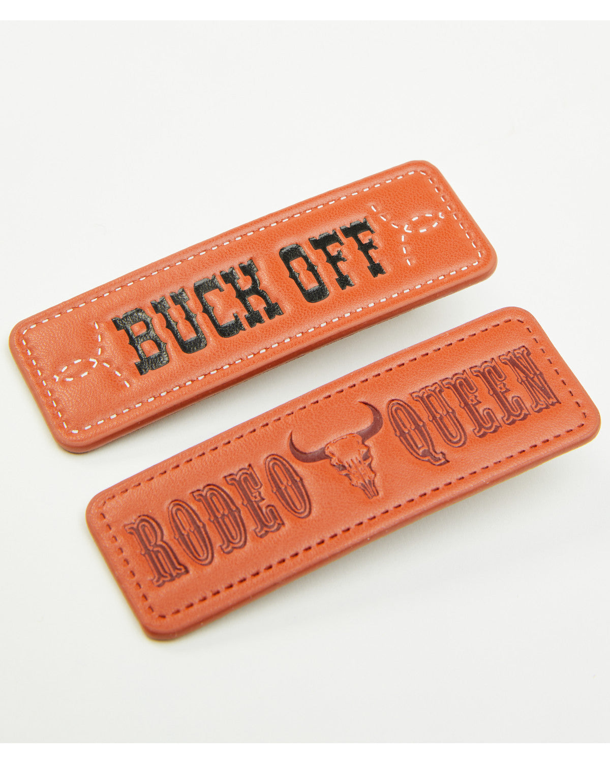Buck Off Faux Leather Hair Clip Set - 2 Piece