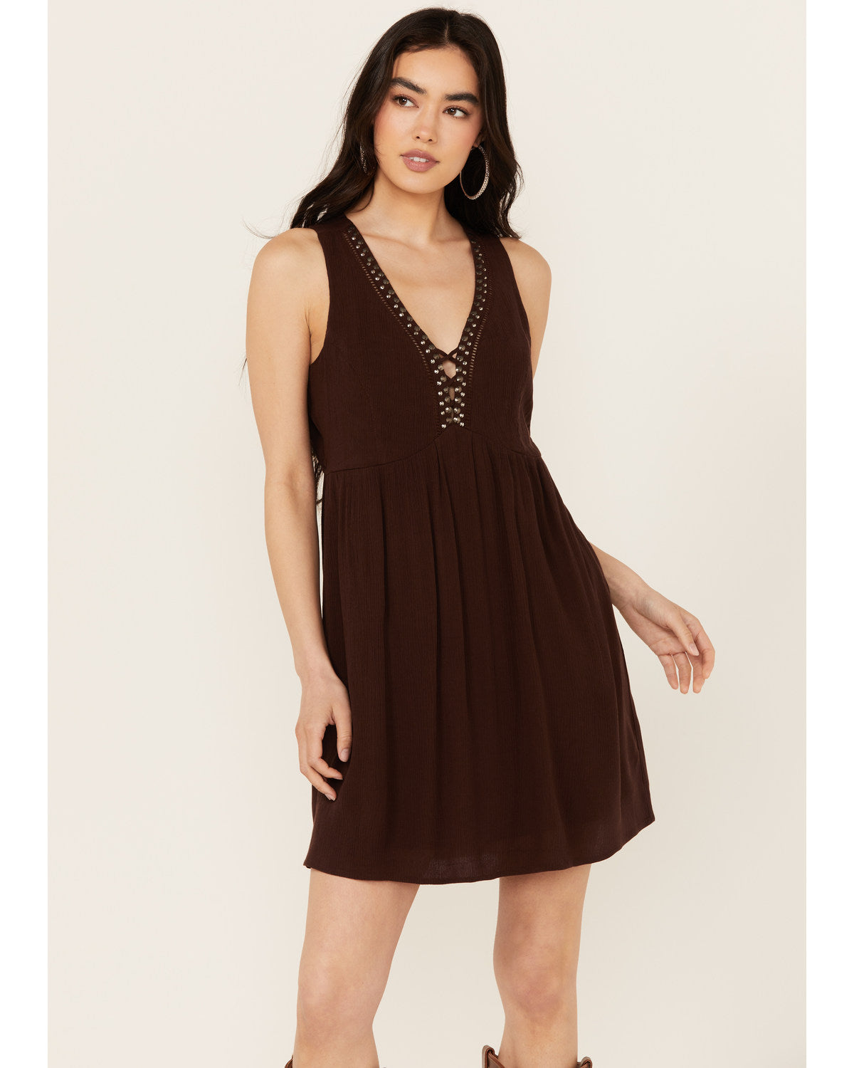 Idyllwind Women's Winfrey Criss Cross Front Embellished Mini Dress