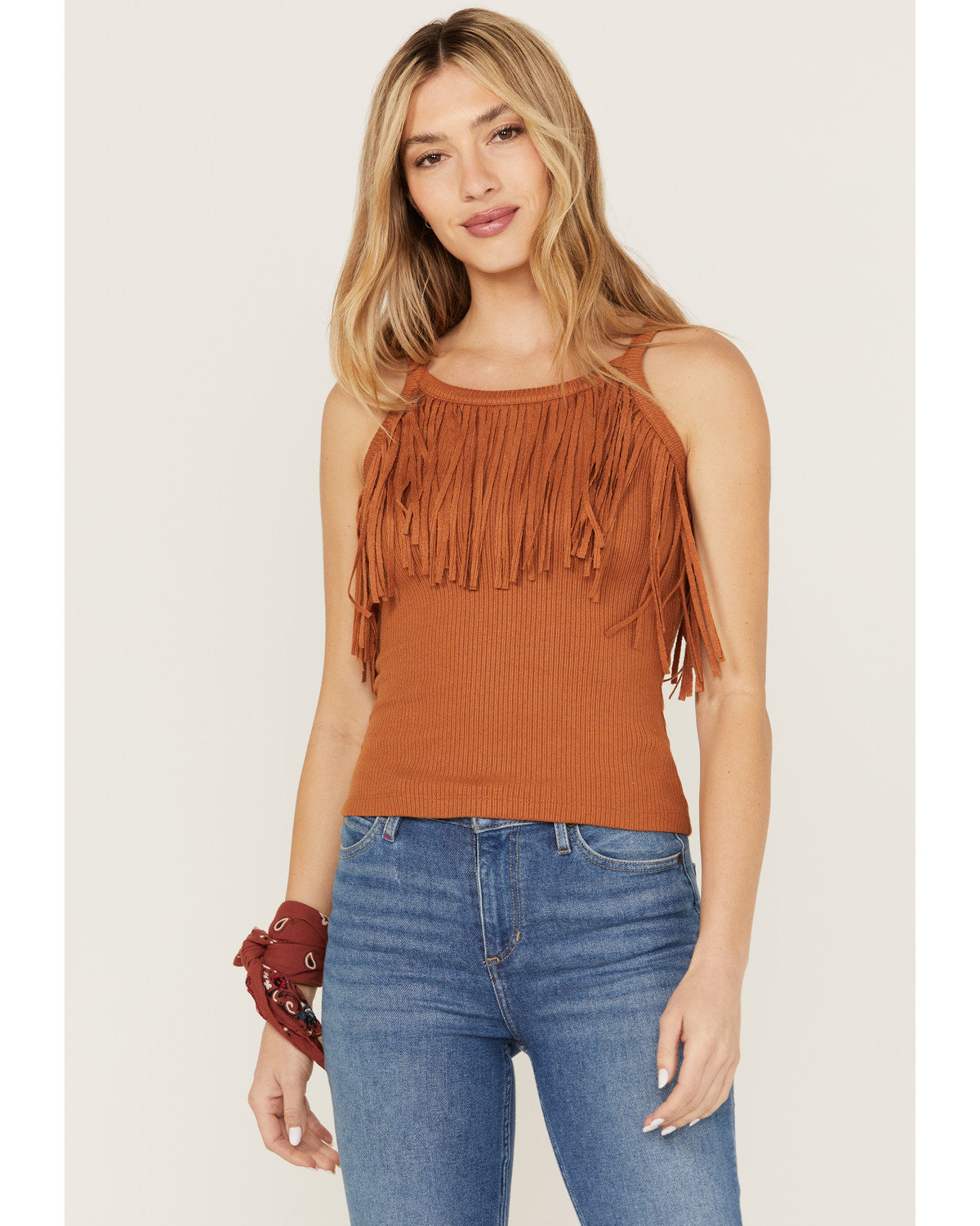 Levy Lane Fringe Rib Knit Tank