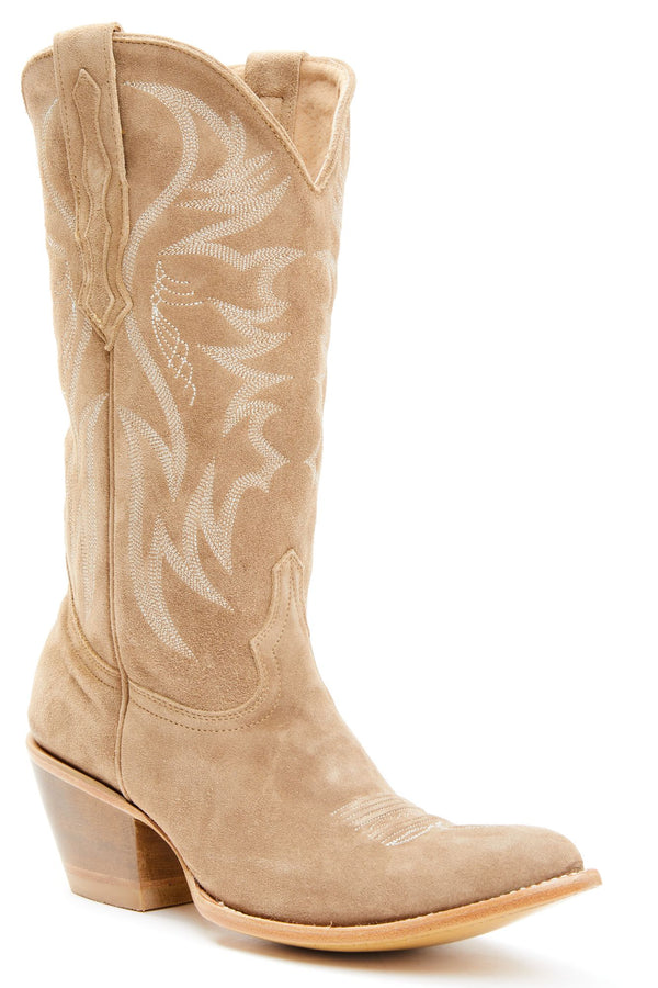 Charmed Life Tan Suede Western Boots - Round Toe - Tan