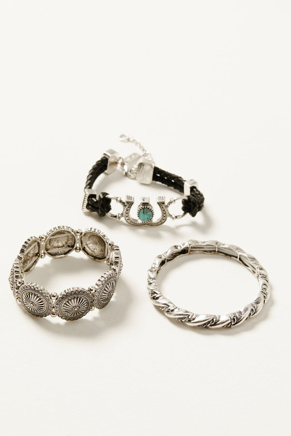 Odessa Bracelet Set - 3 Piece - Silver