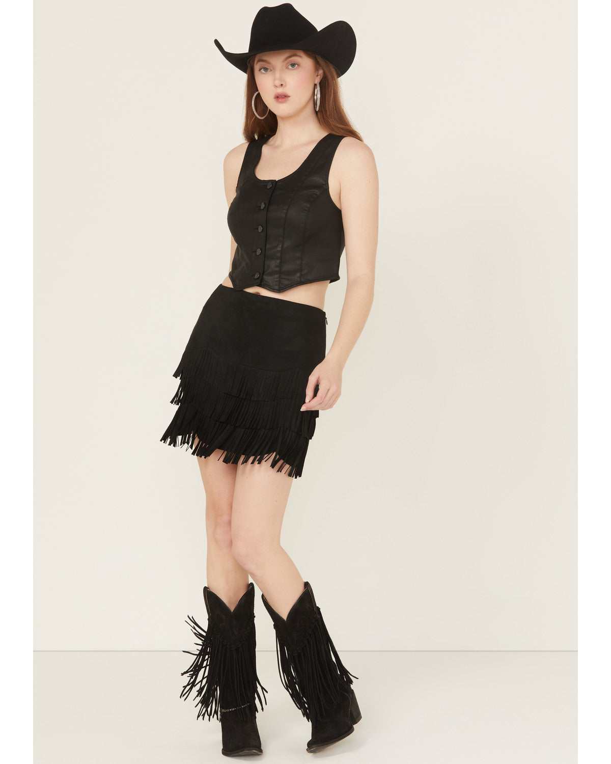 Lindale Faux Suede Fringe Mini Skirt