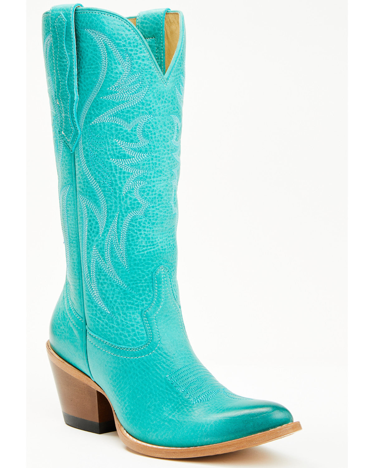 #7 - Turquoise Blue Western Leather Boot with Chinela Details, Style Model 5001 Two Step Turquoise Western Boots - Round Toe main image 3