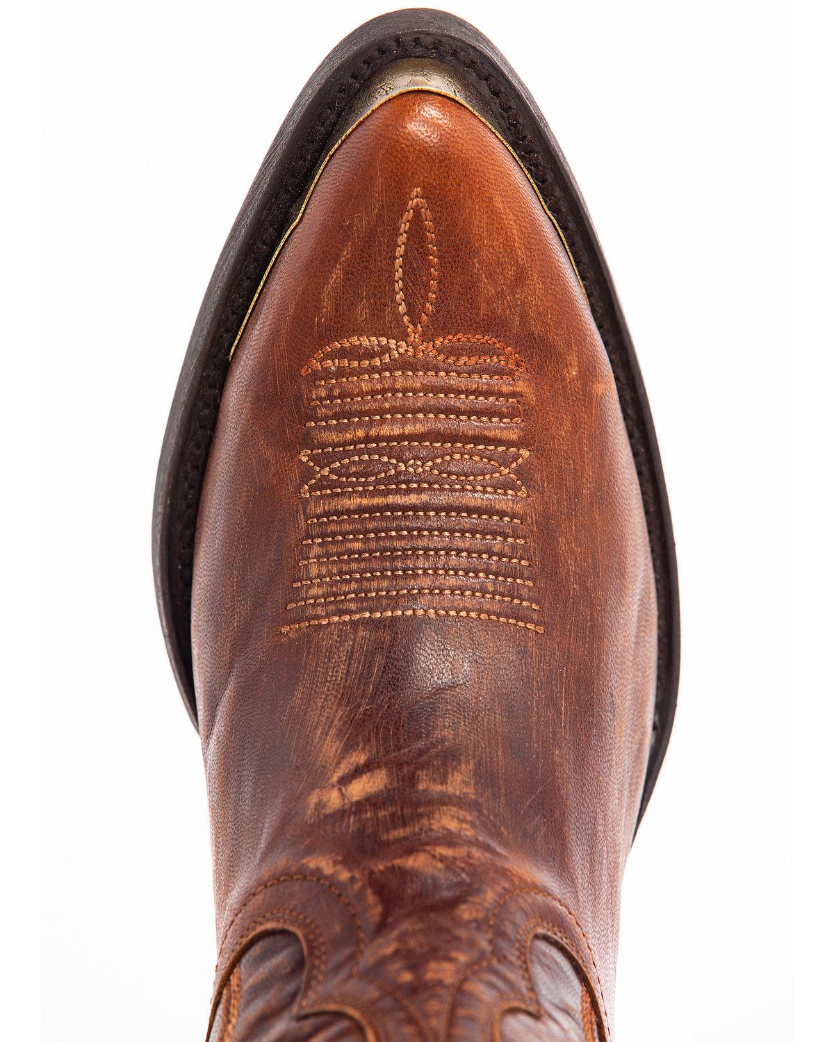 Wheels Brown Leather Western Booties - Round Toe