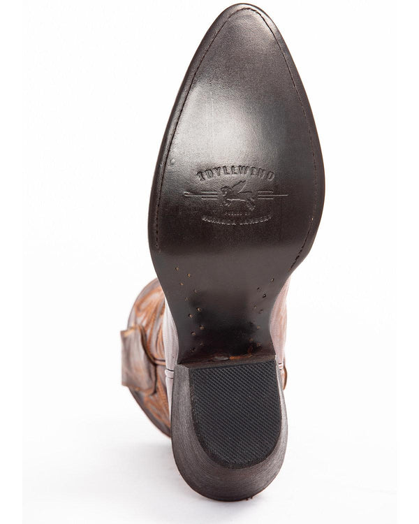 Wheels Brown Leather Western Booties - Round Toe
