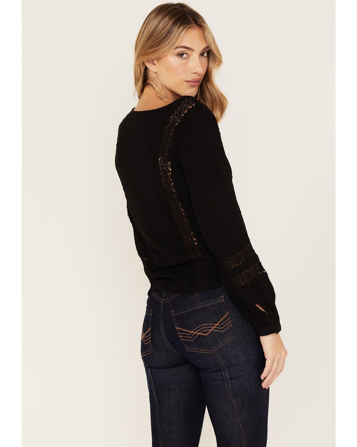 Romance Floral Embroidered Swiss Dot Blouse