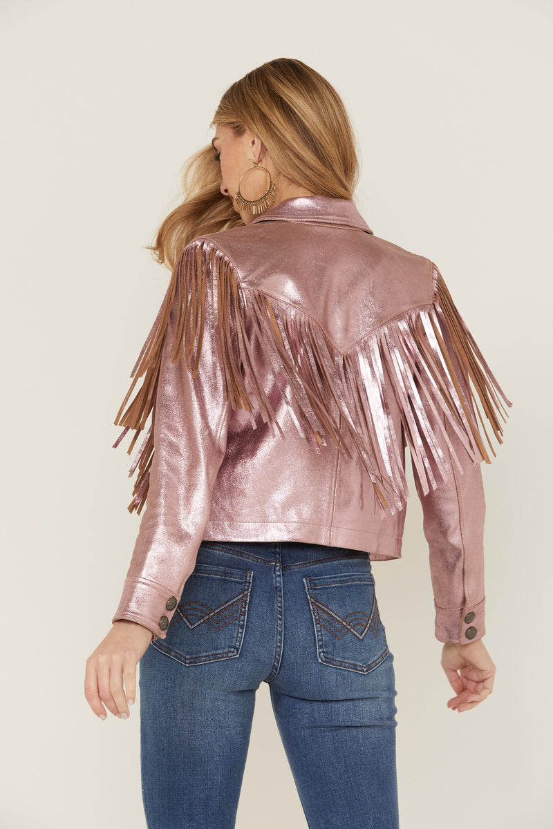 Day Off Pink Metallic Leather Fringe Jacket – Idyllwind Fueled by