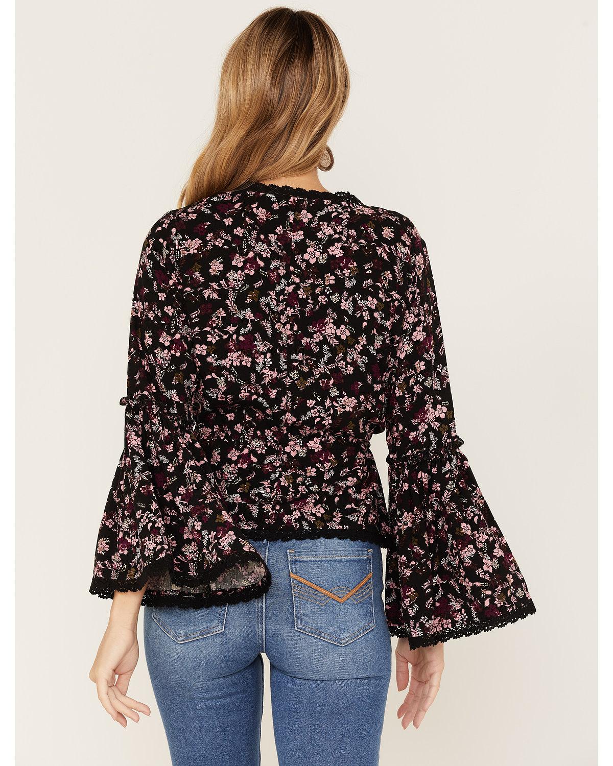 Fall For Me Floral Print Bell Sleeve Kimono