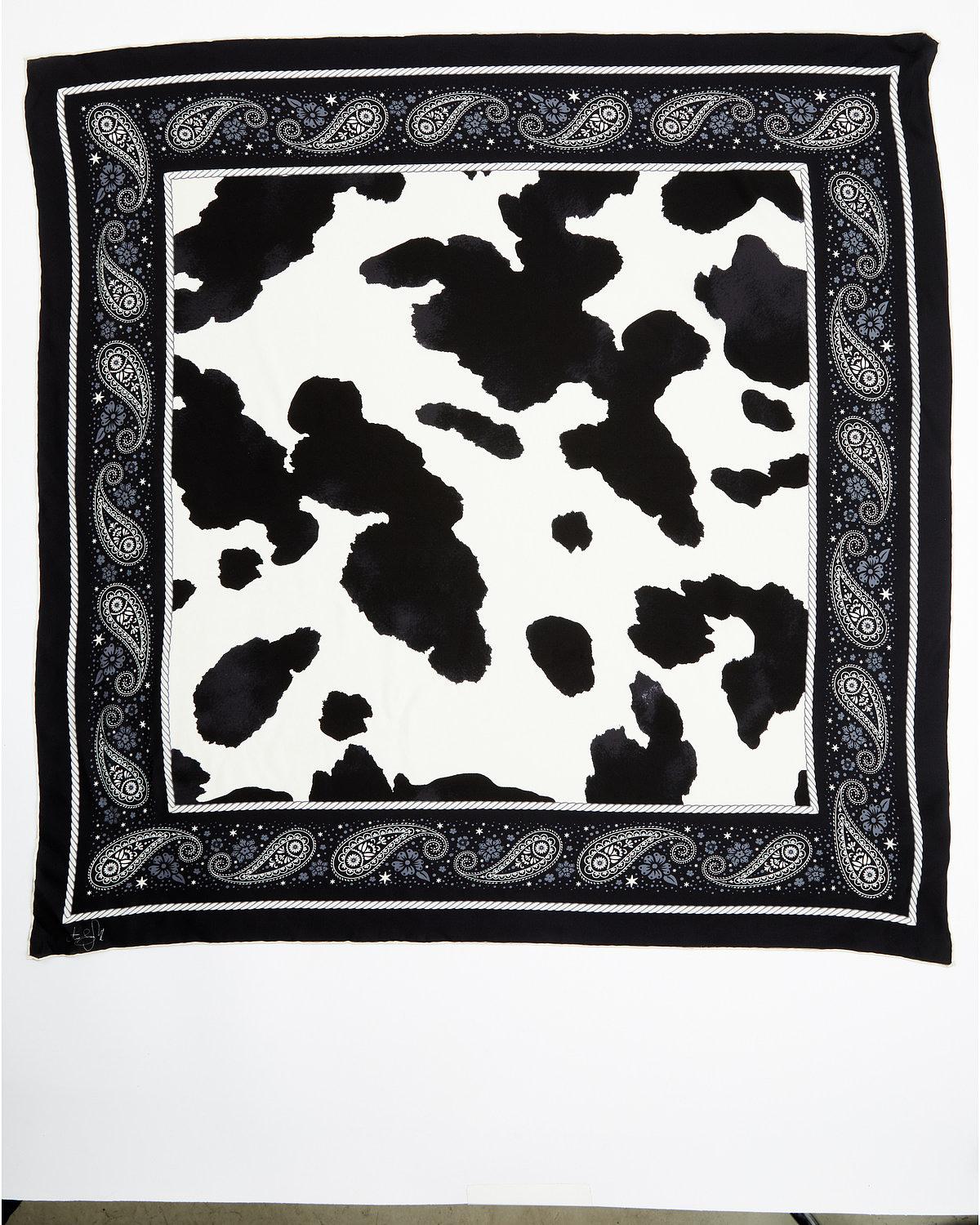 Black Spotted Cow Silk Wild Rag