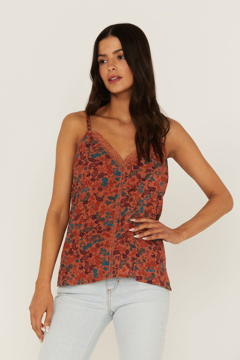 Rust Floral Print Little Lace Tank Top – Idyllwind Fueled by