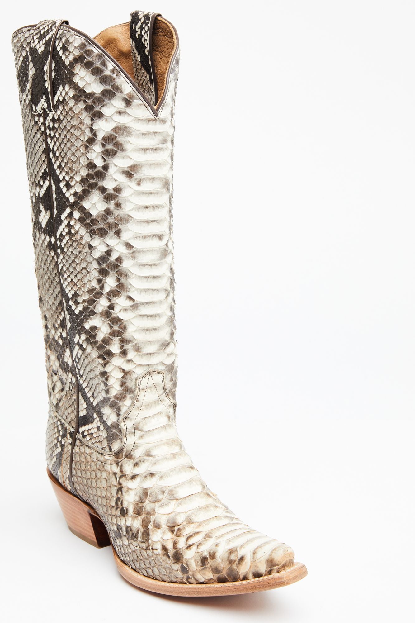 White fashion snakeskin boots