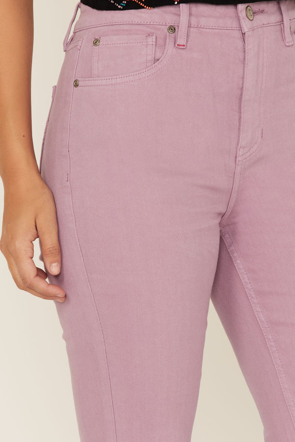 Dusty High Rise Flare Jeans - Mauve