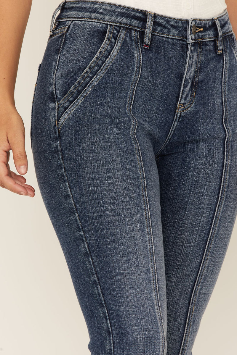 Front Seam High Rise Flare Jeans