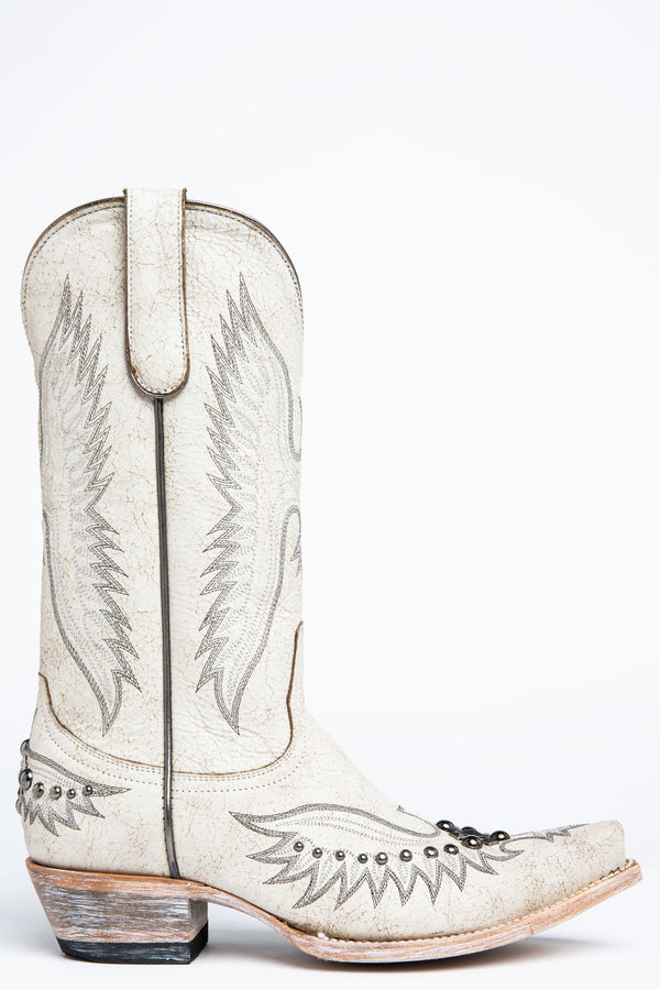 Trouble White Western Boots - Snip Toe - White