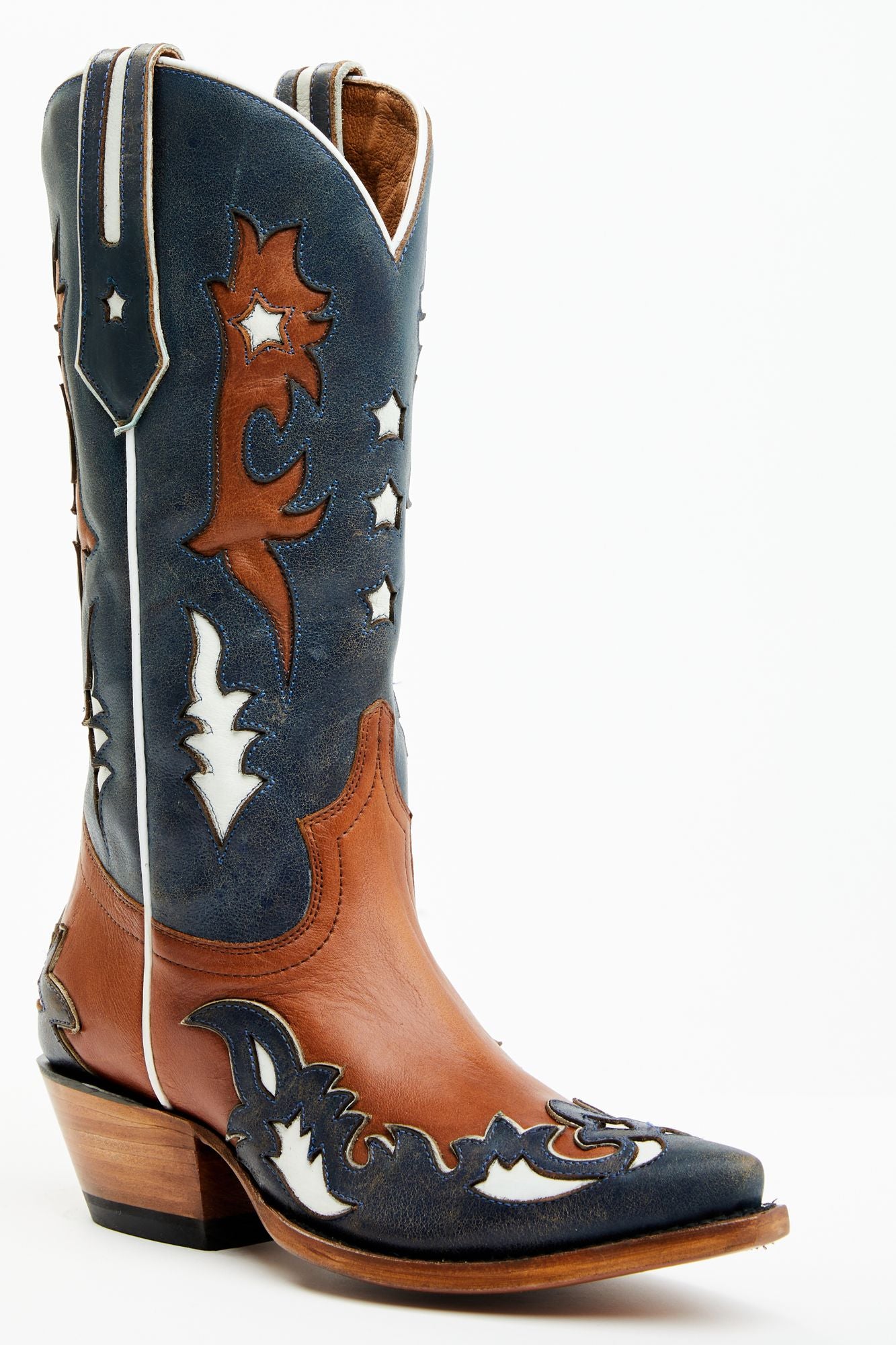 Blue and orange cowboy boots best sale