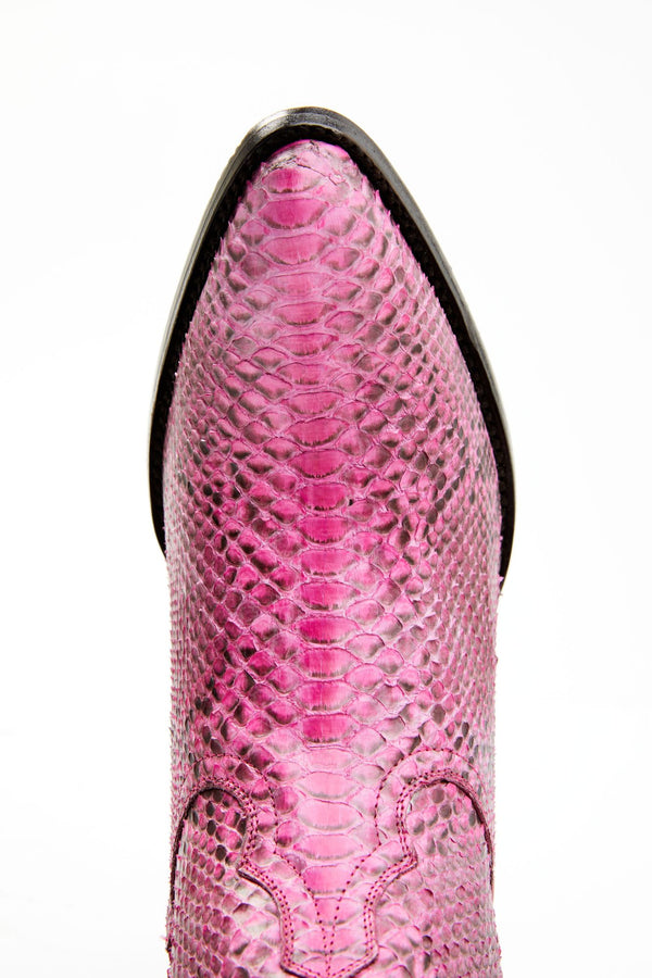 Exotic Python Western Bootie - Round Toe - Pink