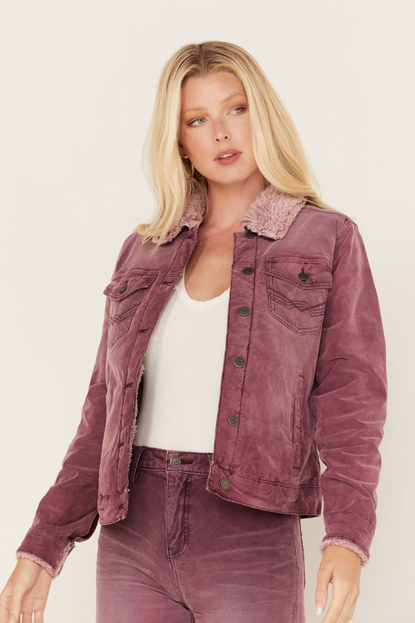 Pink corduroy jacket sherpa best sale