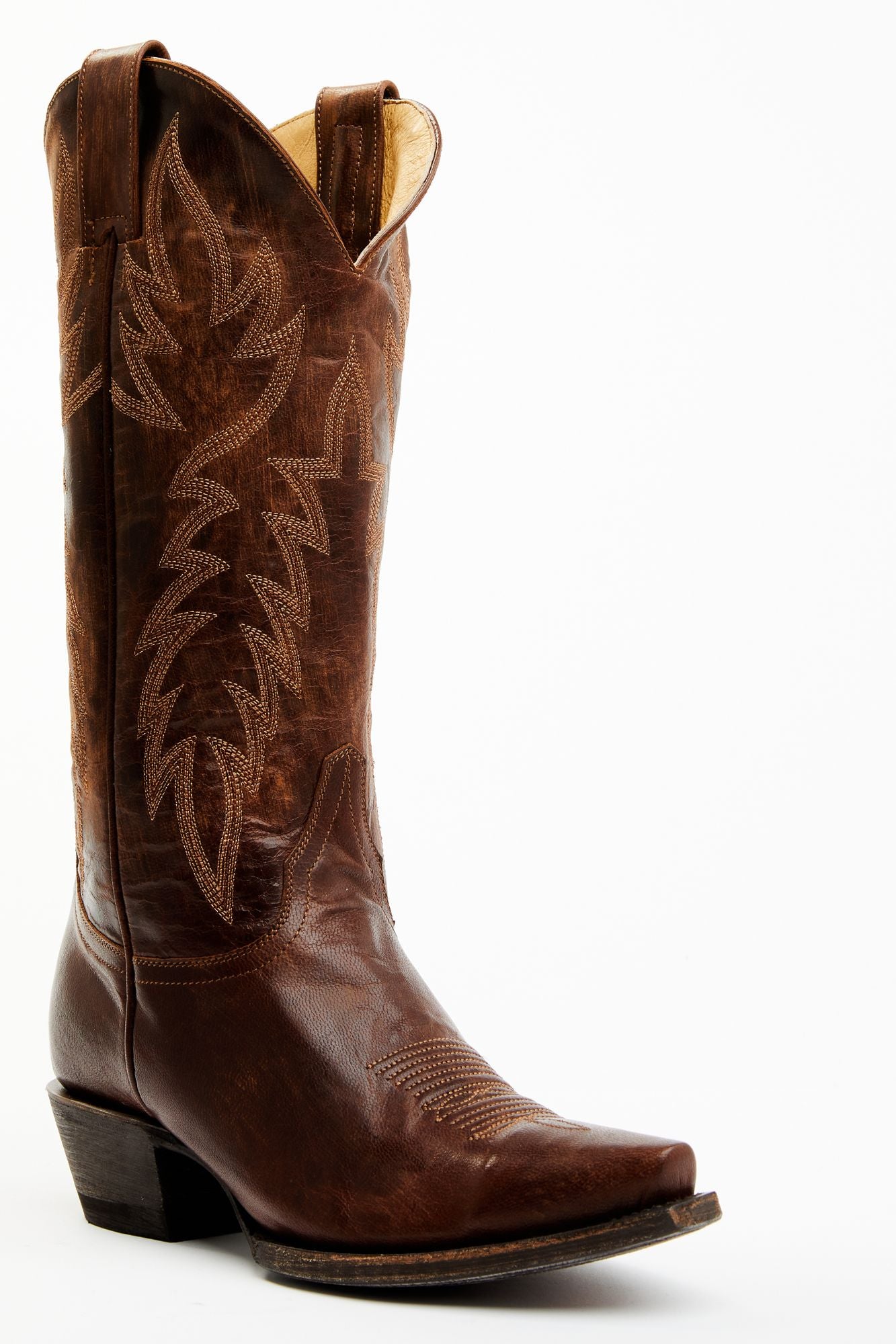 Wheeler Brass Brown Western Performance Boots Snip Toe